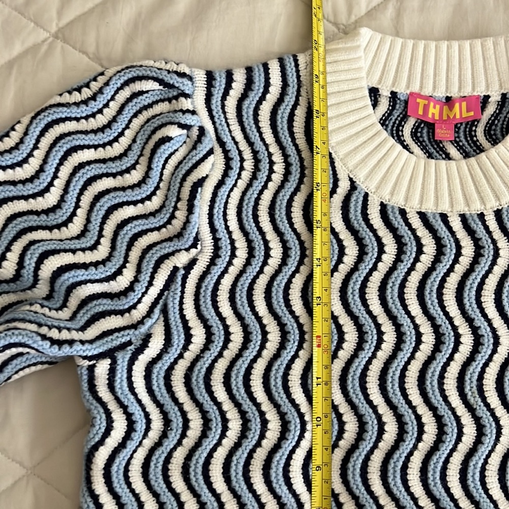 THML IN TOO DEEP BLUE WAVY STRIPE SWEATER TOP large - Picture 12 of 16